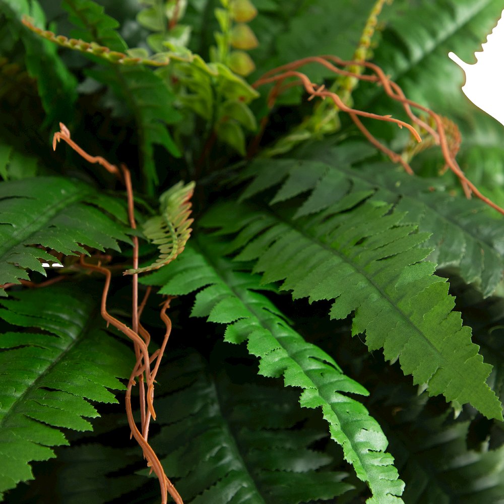 35in. Artificial Boston Fern in Brass Metal Planter with Stand. Picture 2