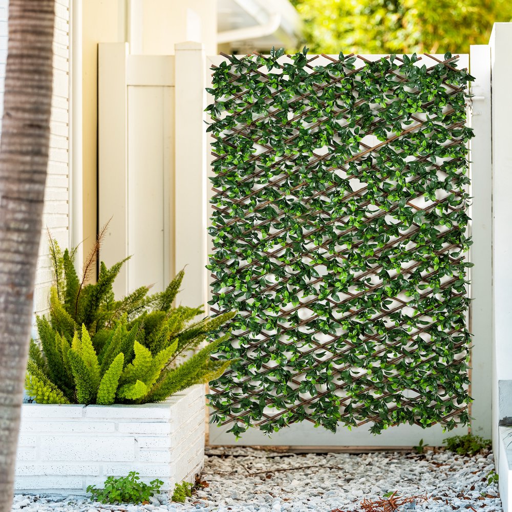40in. x 80in. UV Resistant Artificial Gardenia Expandable Privacy Fence Screen. Picture 5
