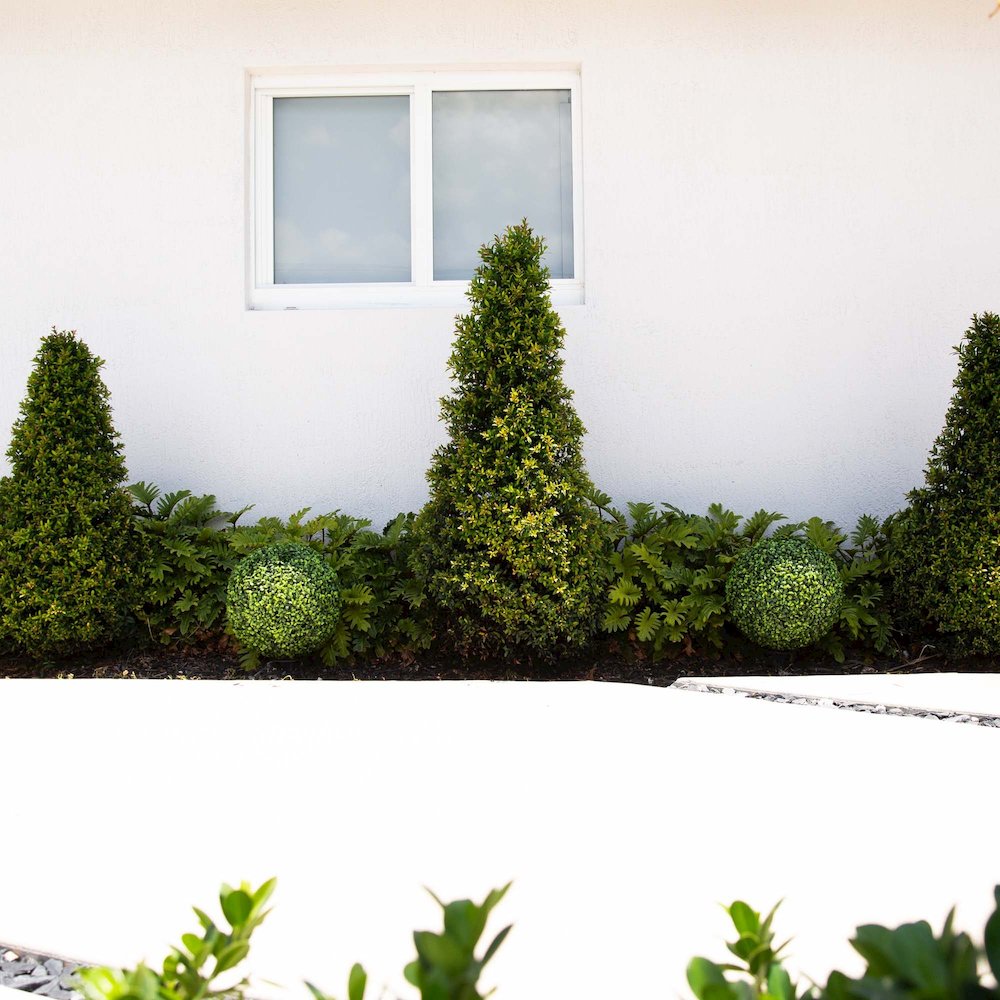14in. Artificial Boxwood Ball Topiary with Integrated Ground Stake Set of 2. Picture 6