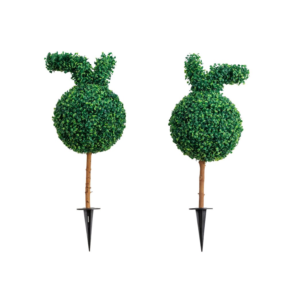 2ft. Easter Bunny Boxwood Topiary with Ground Stake (Indoor/Outdoor) - Set of 2. Picture 6