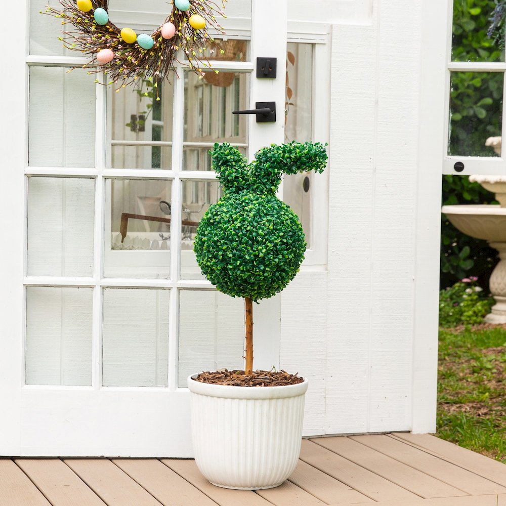 2ft. Easter Bunny Boxwood Topiary with Ground Stake (Indoor/Outdoor) - Set of 2. Picture 7