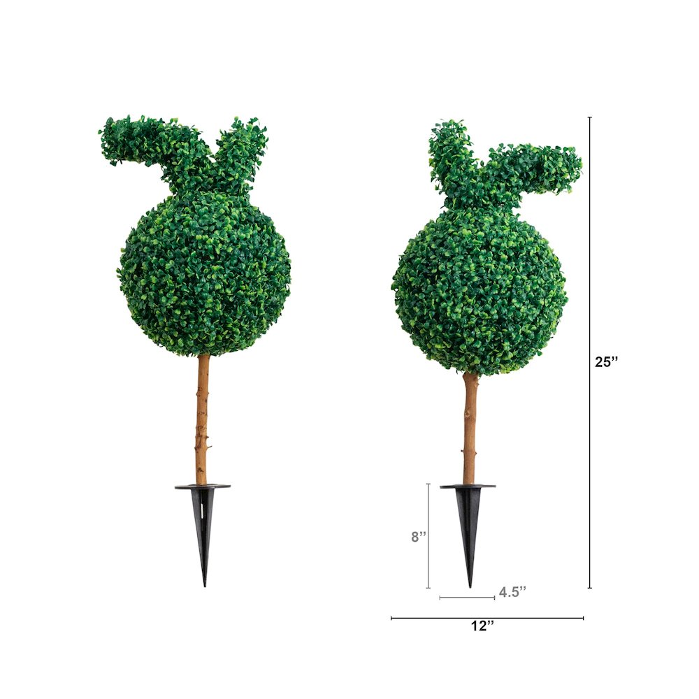 2ft. Easter Bunny Boxwood Topiary with Ground Stake (Indoor/Outdoor) - Set of 2. Picture 2