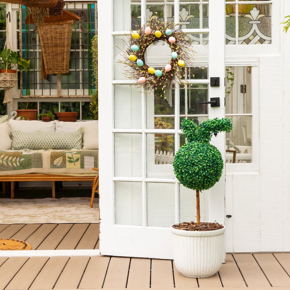 2ft. Easter Bunny Boxwood Topiary with Ground Stake (Indoor/Outdoor) - Set of 2. Picture 9