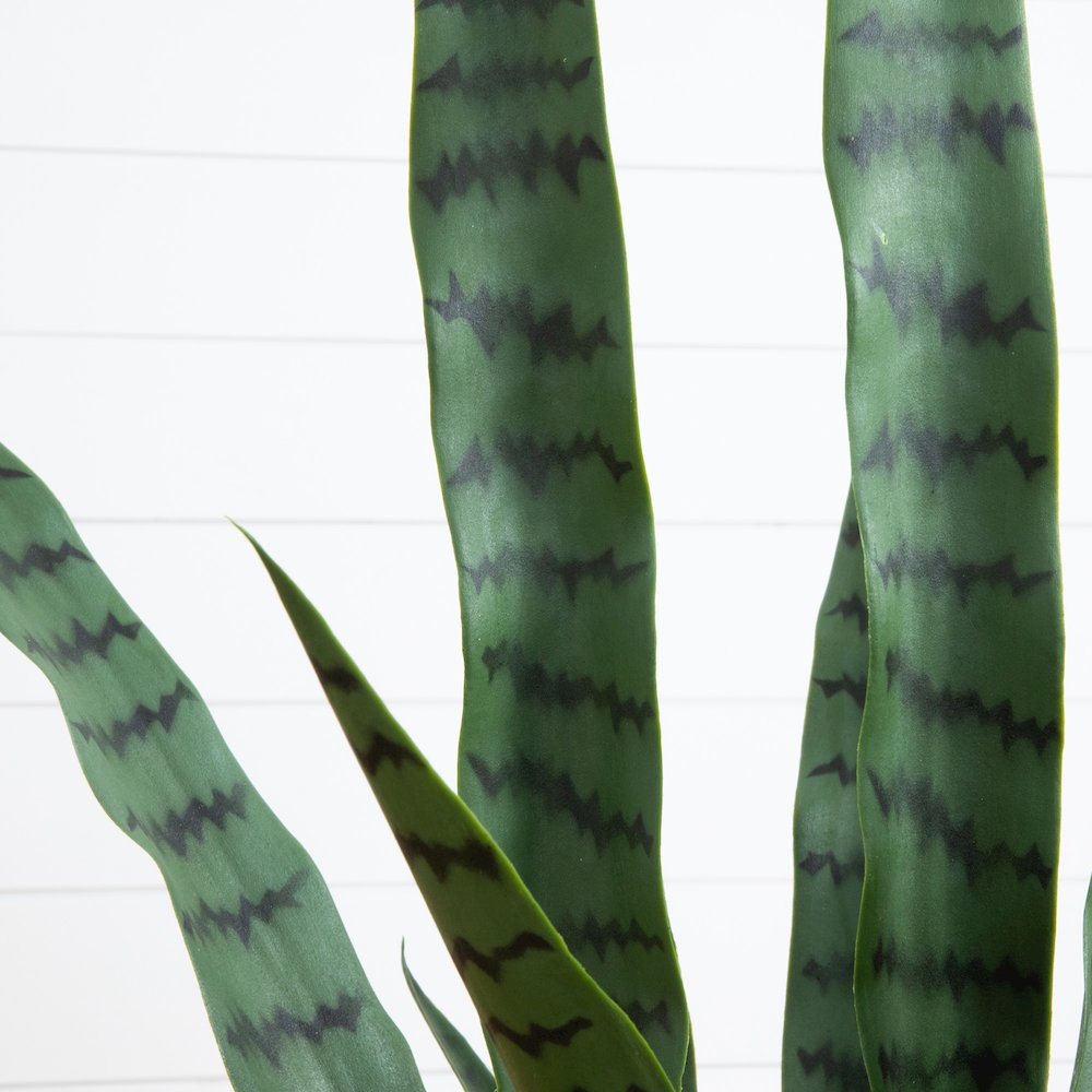 3ft. UV Resistant Artificial Sansevieria Plant in White Decorative Planter. Picture 3