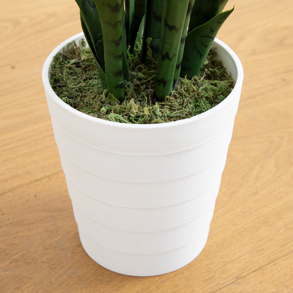 3ft. UV Resistant Artificial Sansevieria Plant in White Decorative Planter. Picture 4