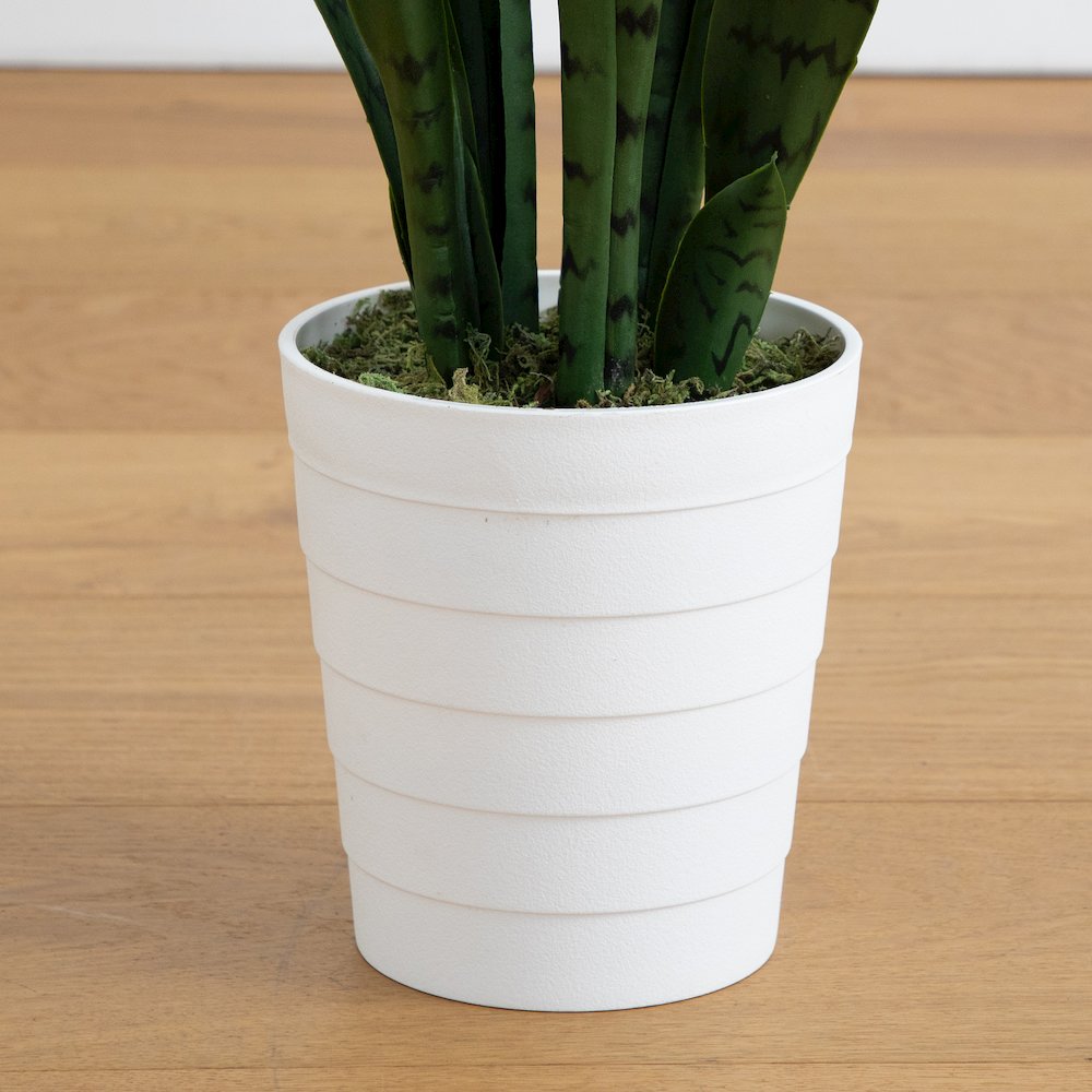 3ft. UV Resistant Artificial Sansevieria Plant in White Decorative Planter. Picture 5