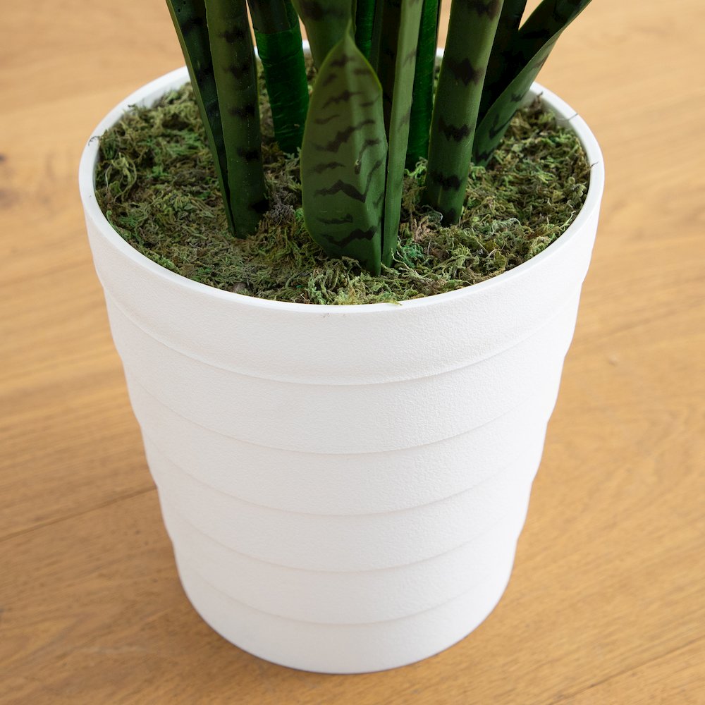 5ft. UV Resistant Artificial Sansevieria Plant in White Decorative Planter. Picture 4