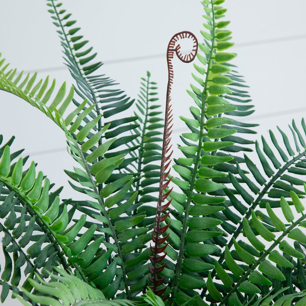 16in. Artificial Boston Fern Plant in Decorative Cement Planter. Picture 4