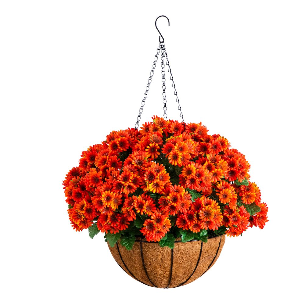 24in. UV Resistant Artificial Chrysanthemum Hanging Basket (Indoor/Outdoor). Picture 3