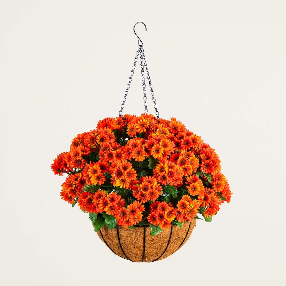 24in. UV Resistant Artificial Chrysanthemum Hanging Basket (Indoor/Outdoor). Picture 2
