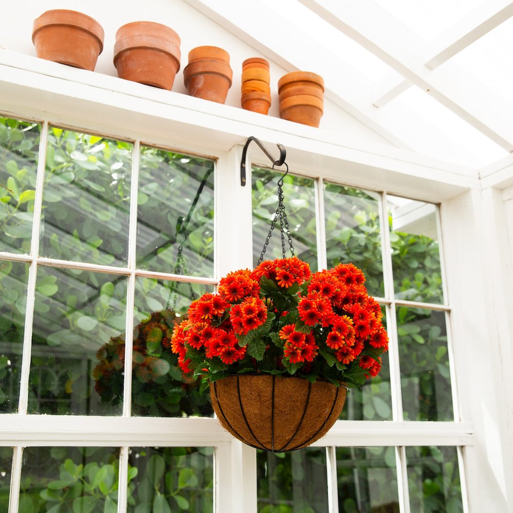 24in. UV Resistant Artificial Chrysanthemum Hanging Basket (Indoor/Outdoor). Picture 9