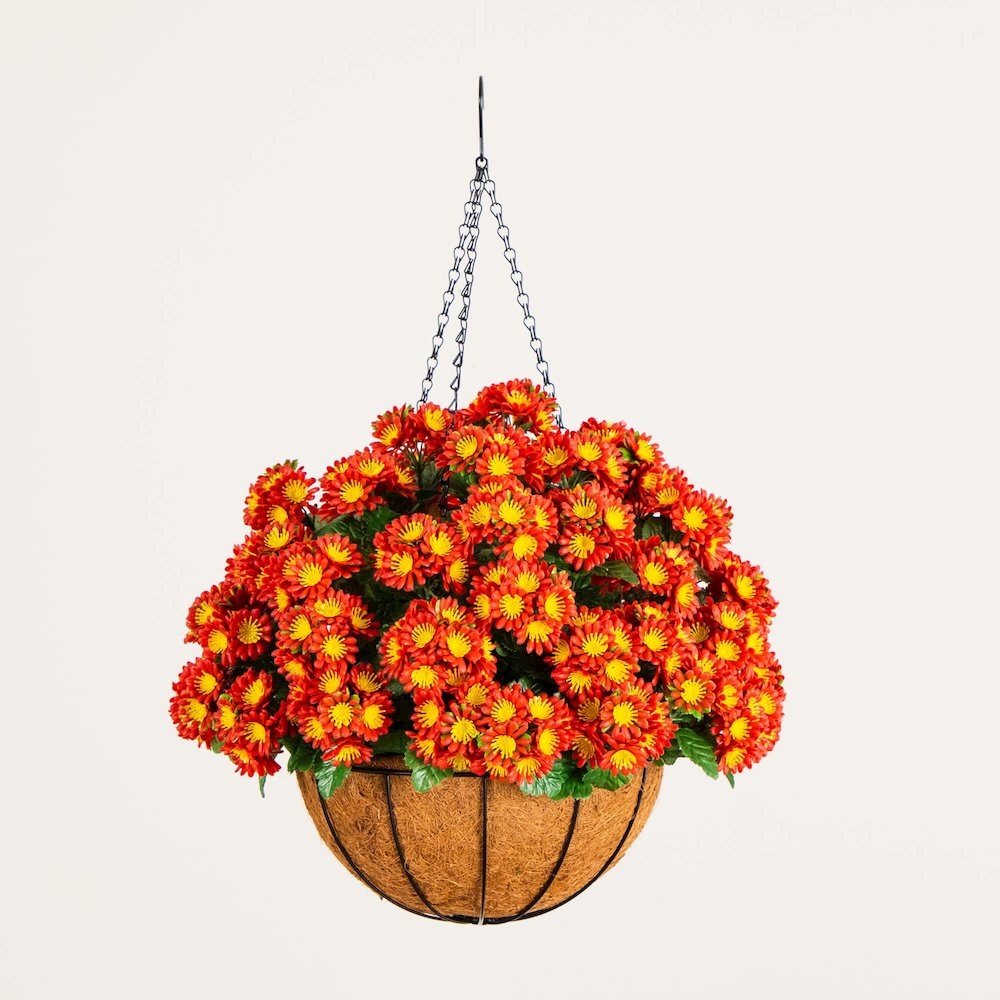 24in. UV Resistant Artificial Chrysanthemum Hanging Basket (Indoor/Outdoor). Picture 2
