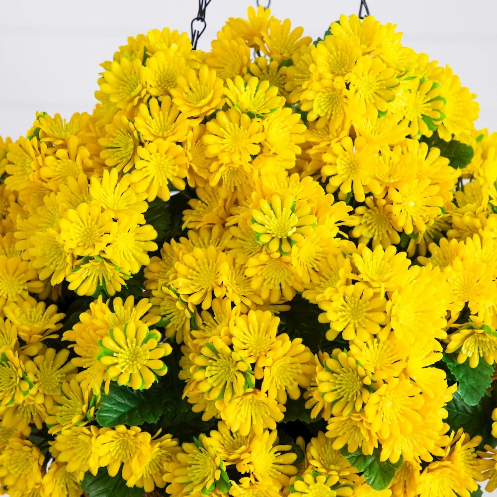 24in. UV Resistant Artificial Chrysanthemum Hanging Basket (Indoor/Outdoor). Picture 3