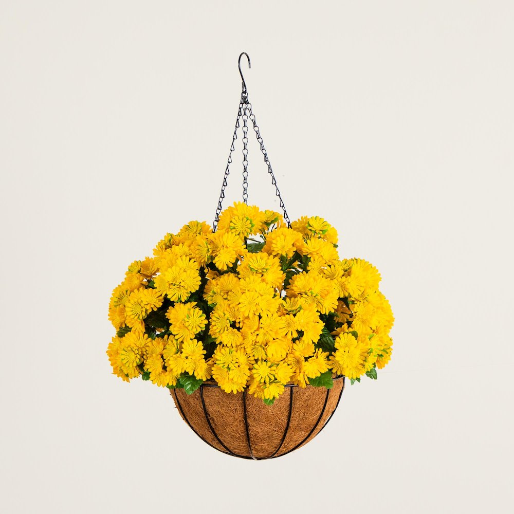 24in. UV Resistant Artificial Chrysanthemum Hanging Basket (Indoor/Outdoor). Picture 7