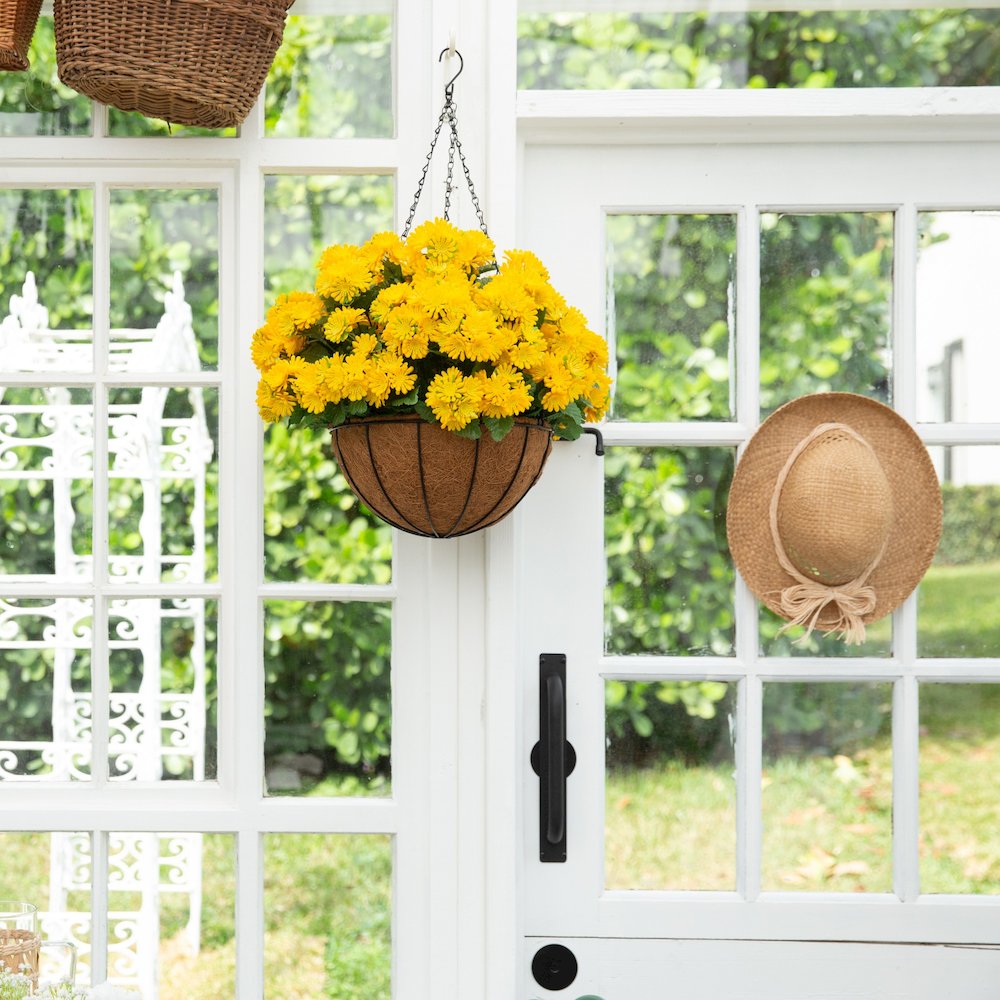 24in. UV Resistant Artificial Chrysanthemum Hanging Basket (Indoor/Outdoor). Picture 8