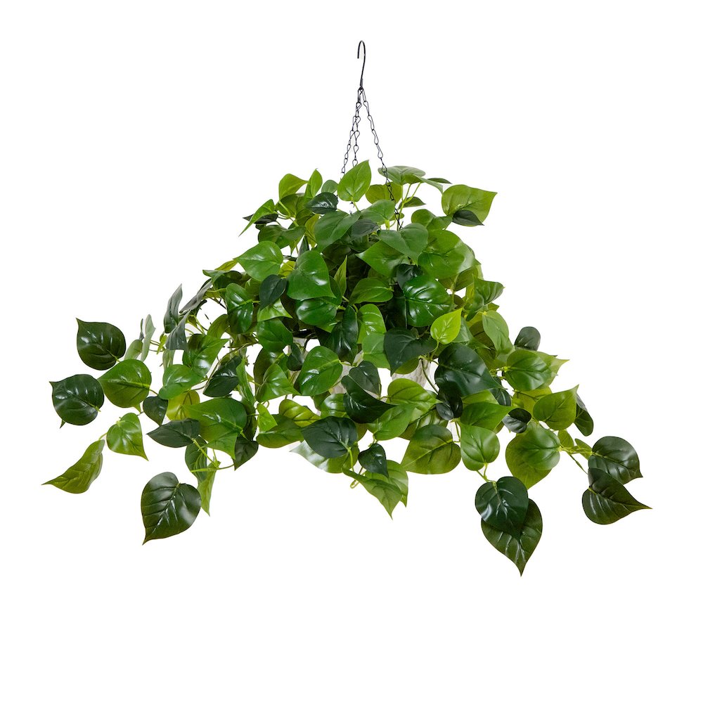 24in. UV Resistant Artificial Philodendron with 50 Warm White LED Lights. Picture 1