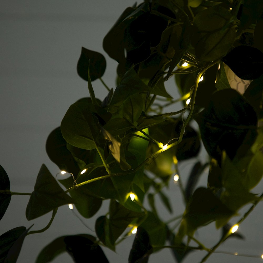 24in. UV Resistant Artificial Philodendron with 50 Warm White LED Lights. Picture 4
