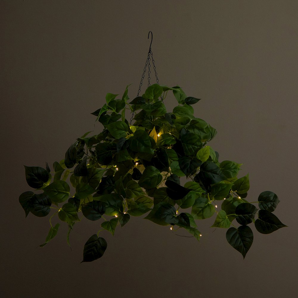 24in. UV Resistant Artificial Philodendron with 50 Warm White LED Lights. Picture 7