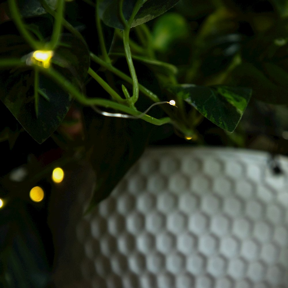 24in. UV Resistant Artificial Pothos with 50 Warm White LED Lights. Picture 3