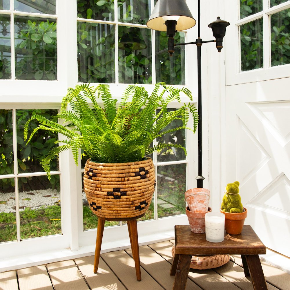 27in. UV Resistant Artificial Boston Fern Plant with Real Touch Leaves. Picture 5