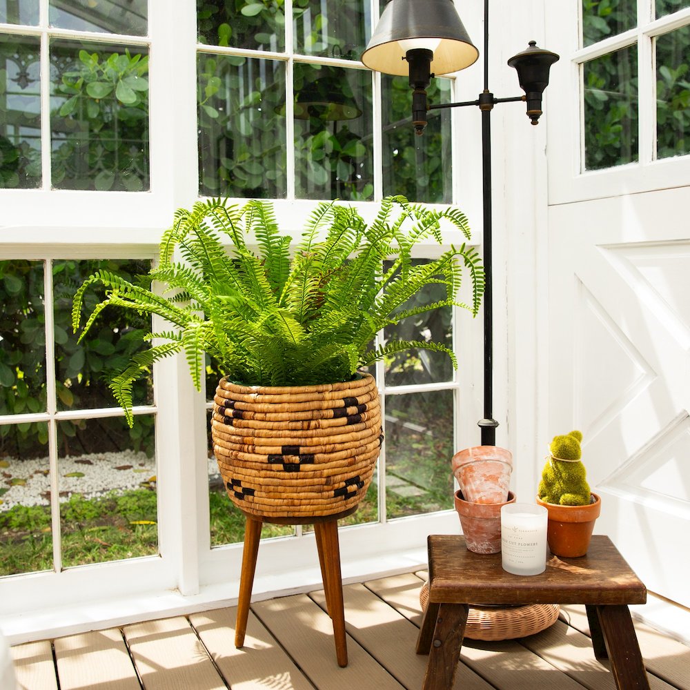 27in. UV Resistant Artificial Boston Fern Plant with Real Touch Leaves. Picture 6