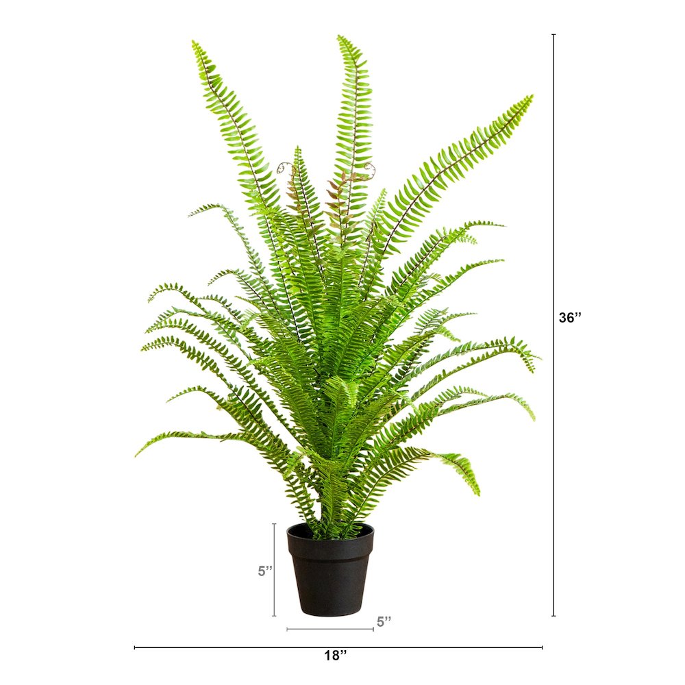 3ft. UV Resistant Artificial Boston Fern Potted Plant with Real Touch Leaves. Picture 1