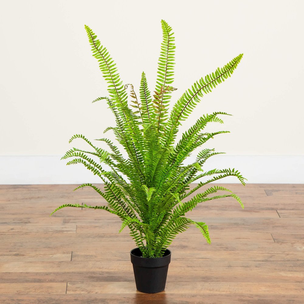 3ft. UV Resistant Artificial Boston Fern Potted Plant with Real Touch Leaves. Picture 3