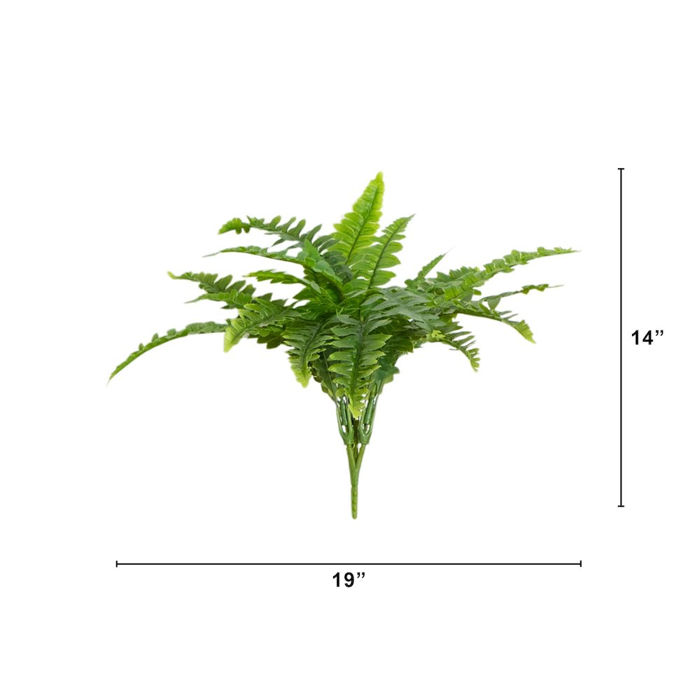 19in. UV Resistant Artificial Boston Fern (Indoor/Outdoor) - Set of 2. Picture 1