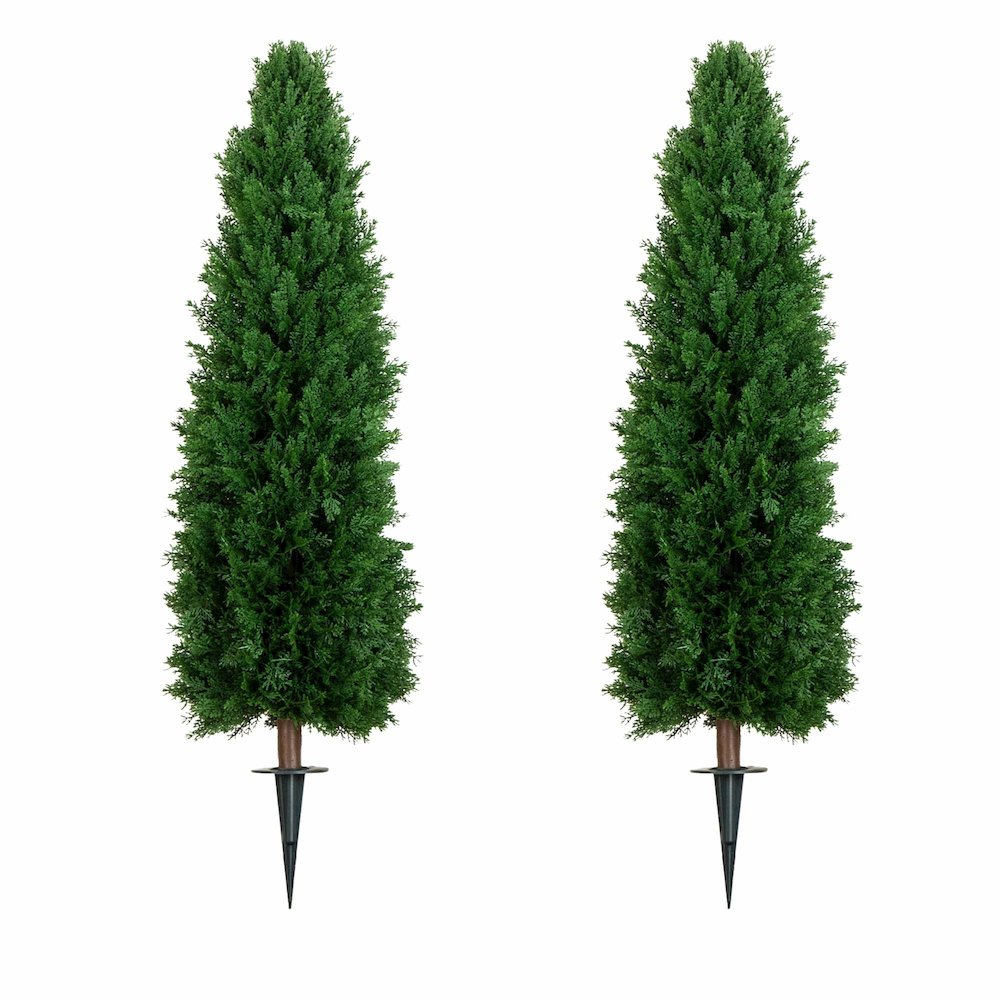 4ft. UV Resistant Artificial Cedar Plant with Integrated Ground Stake - Set of 2. Picture 7