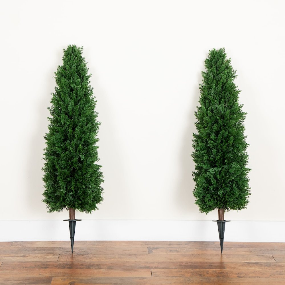 4ft. UV Resistant Artificial Cedar Plant with Integrated Ground Stake - Set of 2. Picture 8