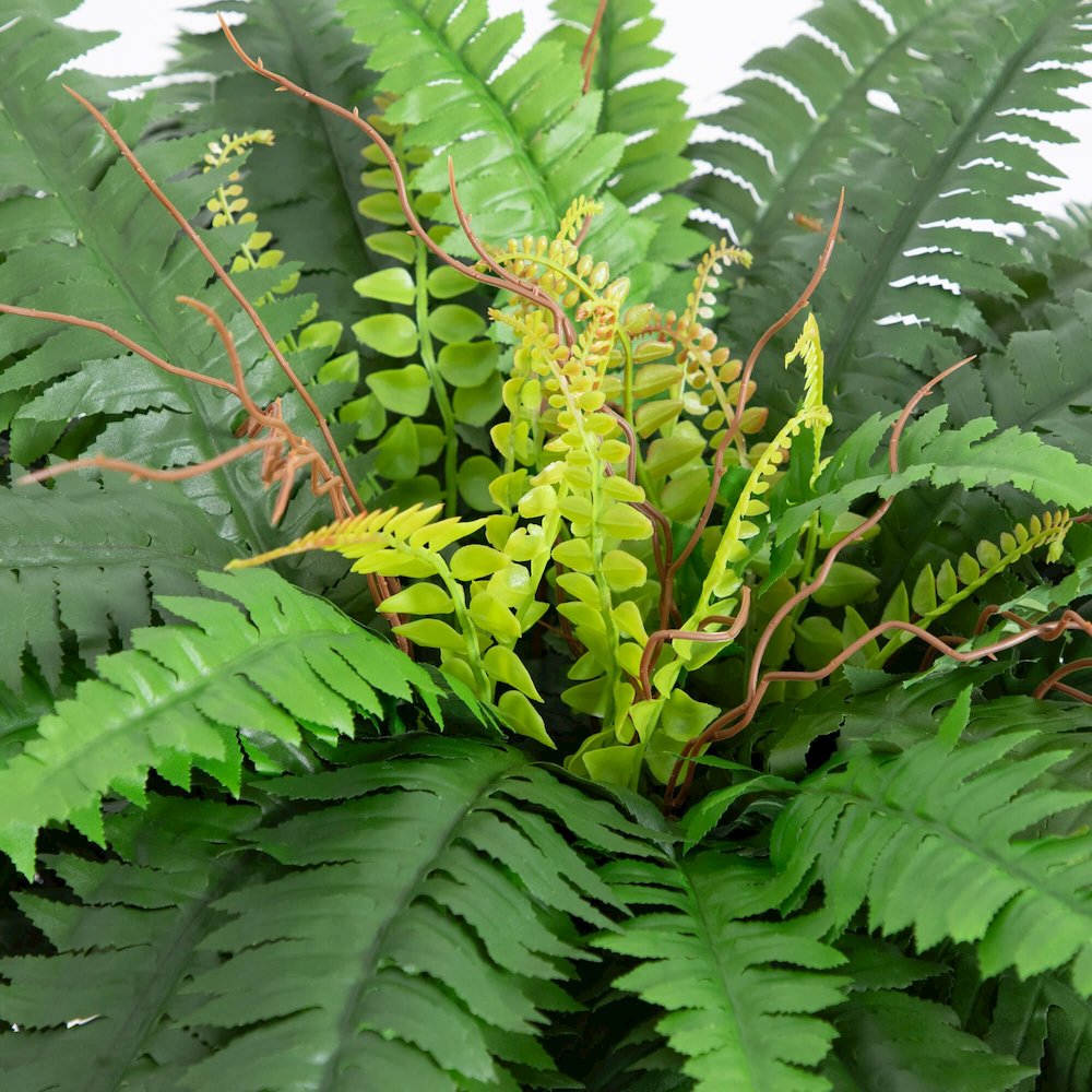 32in. Artificial Double Boston Fern in Handmade Mexican Talavera Ceramic Planter. Picture 2