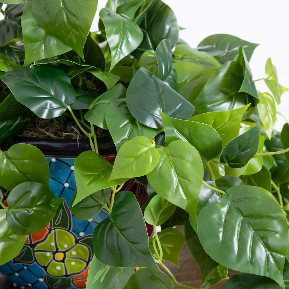 42in. UV Resistant Artificial Philodendron Mexican Talavera Ceramic Planter. Picture 2