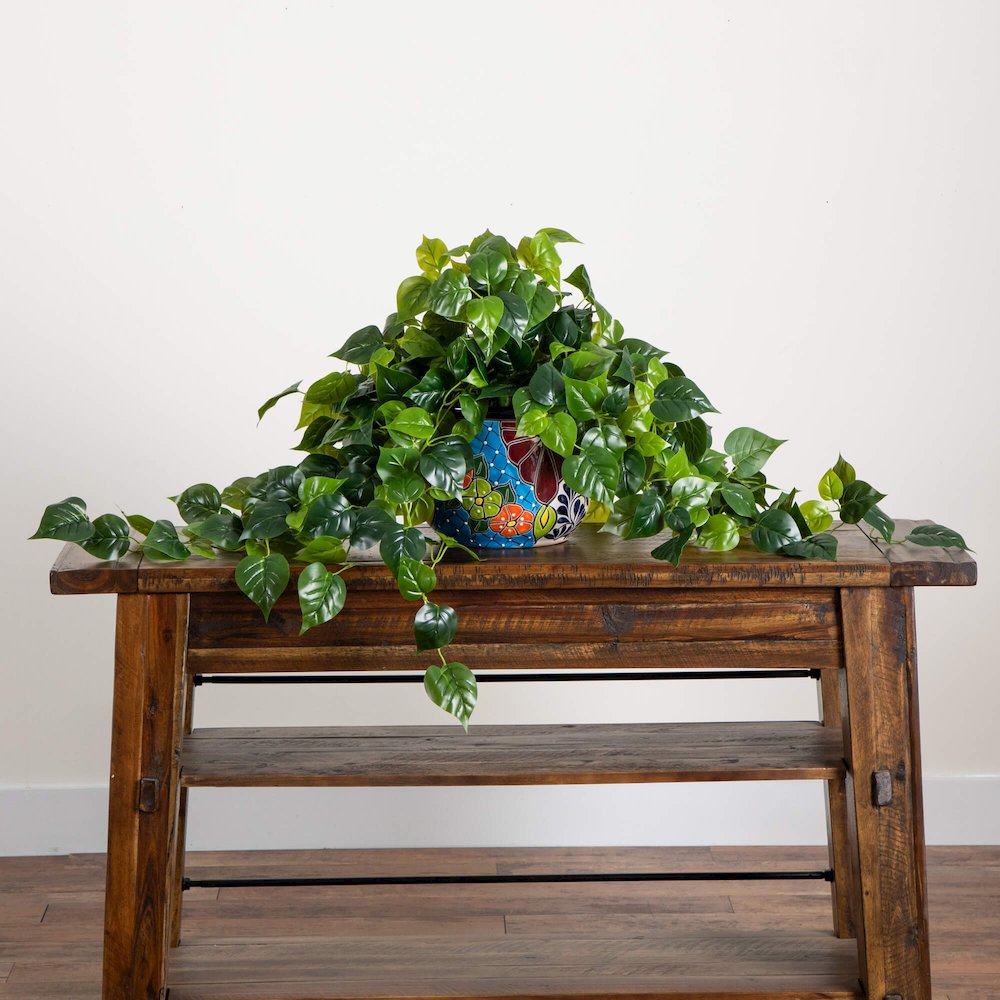 42in. UV Resistant Artificial Philodendron Mexican Talavera Ceramic Planter. Picture 7