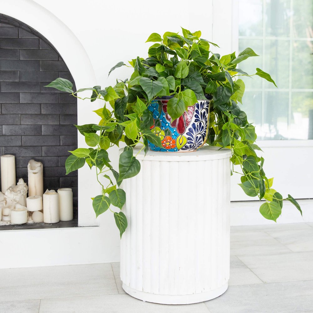 42in. UV Resistant Artificial Philodendron Mexican Talavera Ceramic Planter. Picture 6