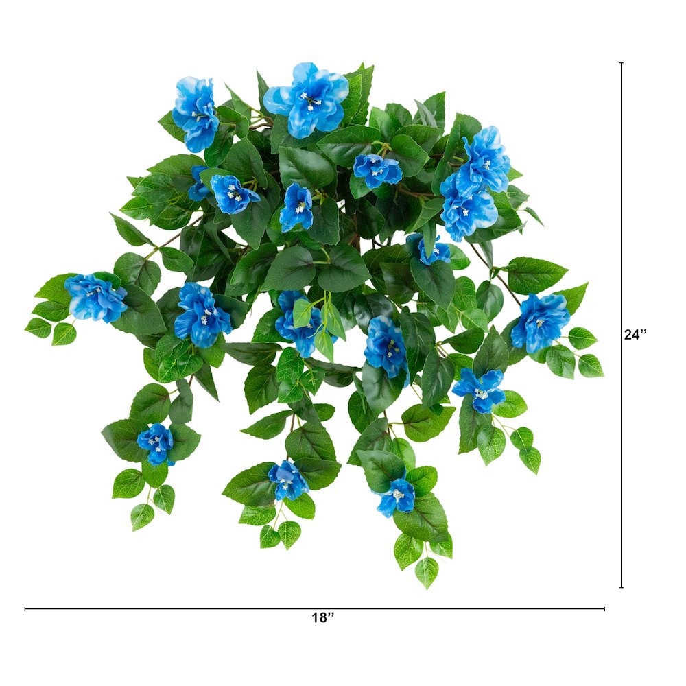 24in. UV Resistant Artificial Azalea Hanging Plant (Indoor/Outdoor) - Set of 3. Picture 2