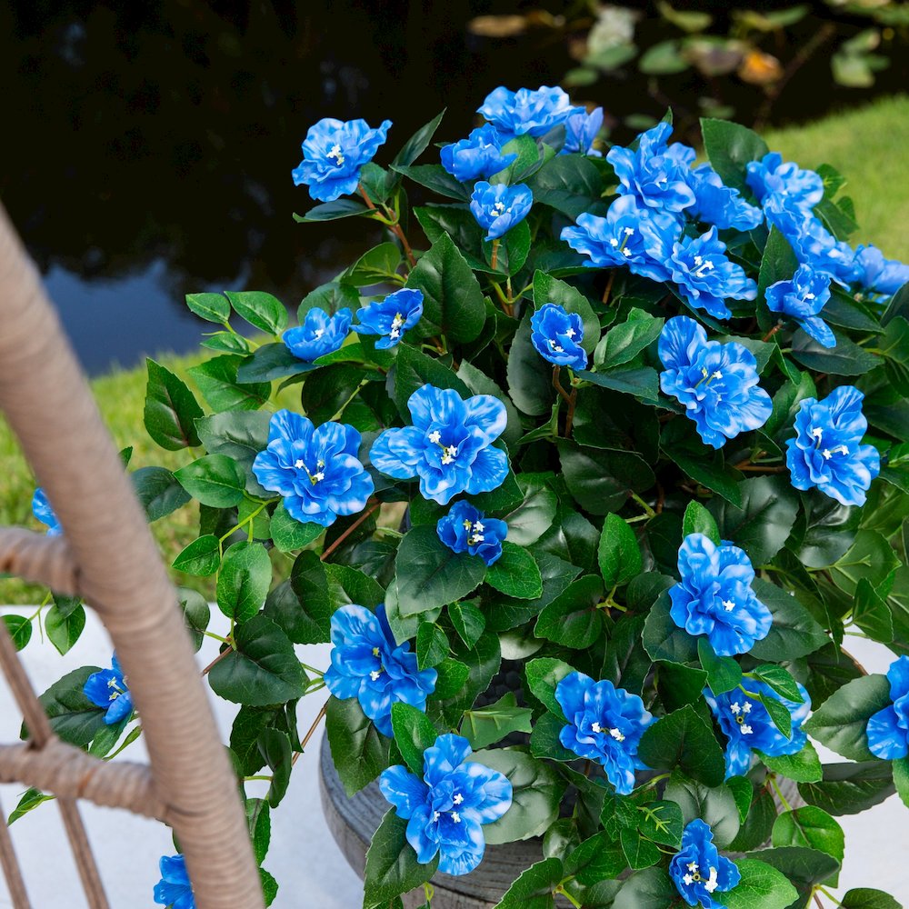 24in. UV Resistant Artificial Azalea Hanging Plant (Indoor/Outdoor) - Set of 3. Picture 5