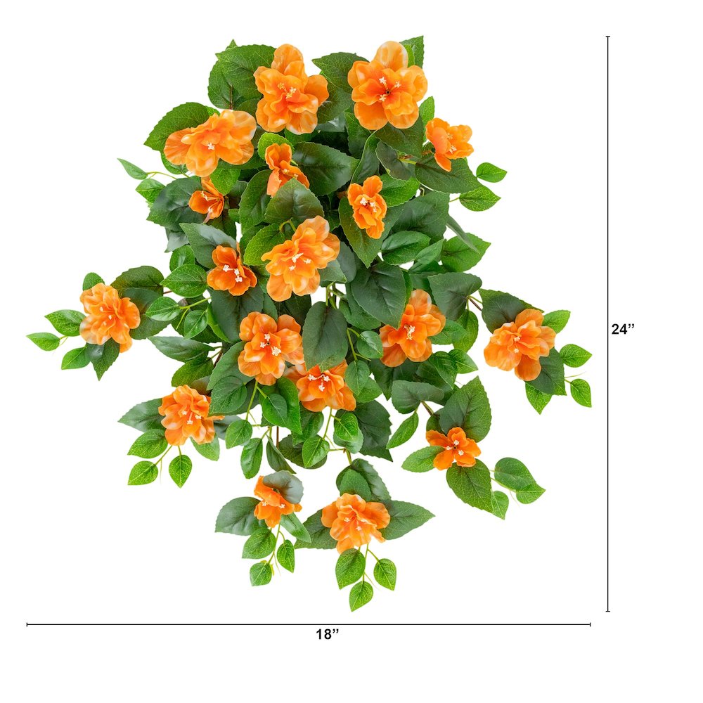 24in. UV Resistant Artificial Azalea Hanging Plant (Indoor/Outdoor) - Set of 3. Picture 2