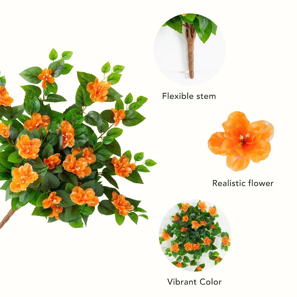 24in. UV Resistant Artificial Azalea Hanging Plant (Indoor/Outdoor) - Set of 3. Picture 11