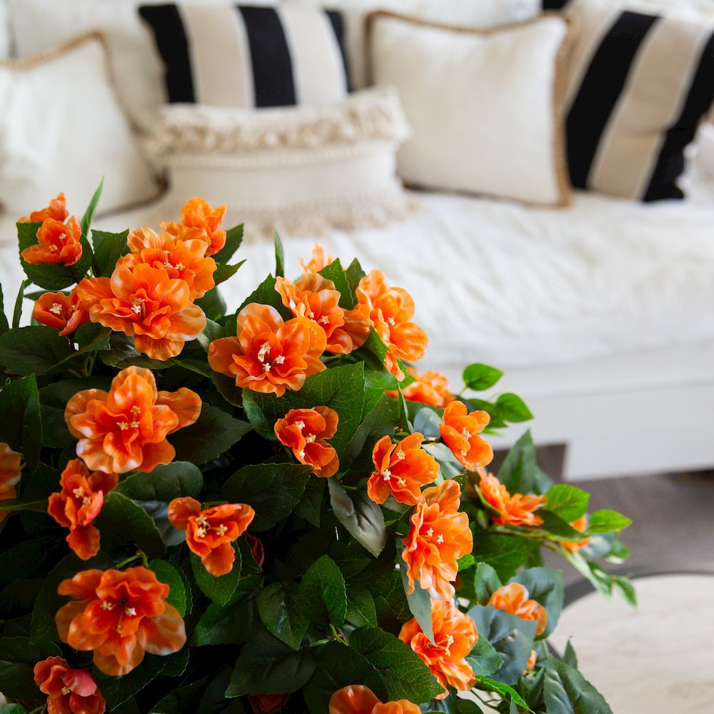 24in. UV Resistant Artificial Azalea Hanging Plant (Indoor/Outdoor) - Set of 3. Picture 6