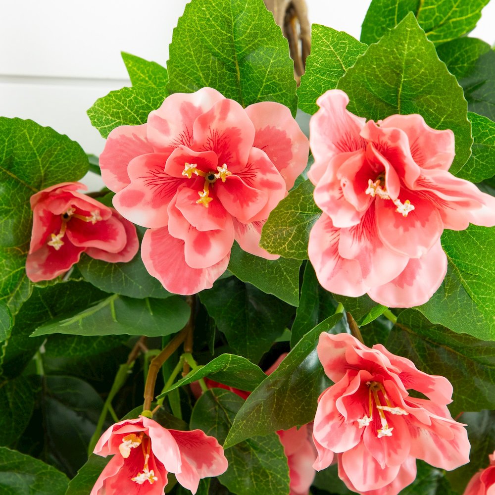 24in. UV Resistant Artificial Azalea Hanging Plant (Indoor/Outdoor) - Set of 3. Picture 4