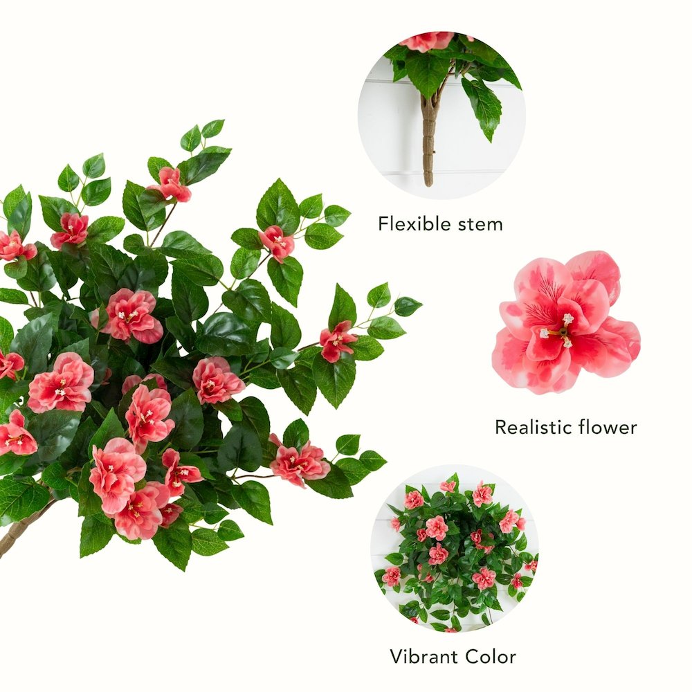 24in. UV Resistant Artificial Azalea Hanging Plant (Indoor/Outdoor) - Set of 3. Picture 9