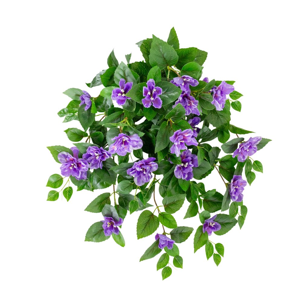 24in. UV Resistant Artificial Azalea Hanging Plant (Indoor/Outdoor) - Set of 3. Picture 5