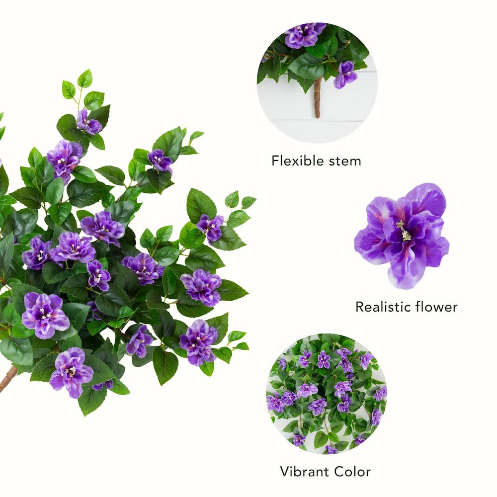 24in. UV Resistant Artificial Azalea Hanging Plant (Indoor/Outdoor) - Set of 3. Picture 9