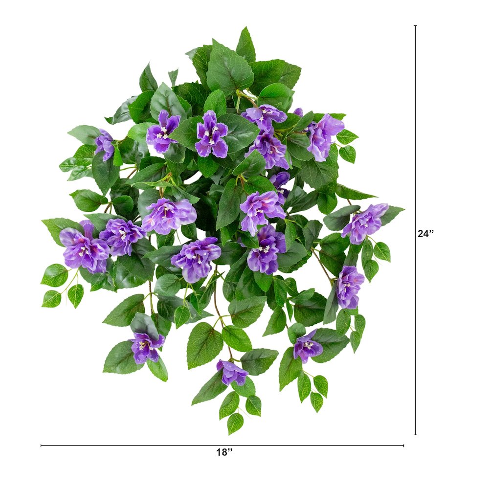 24in. UV Resistant Artificial Azalea Hanging Plant (Indoor/Outdoor) - Set of 3. Picture 2