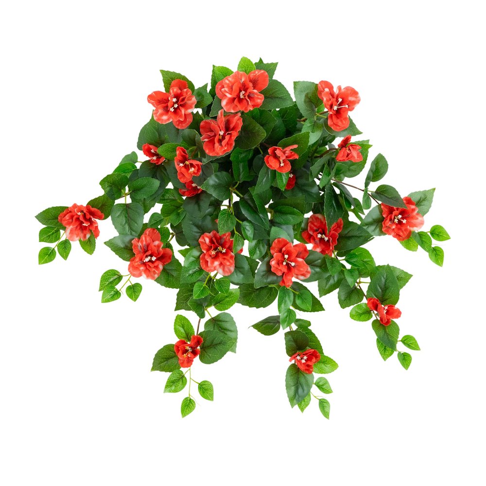 24in. UV Resistant Artificial Azalea Hanging Plant (Indoor/Outdoor) - Set of 3. Picture 5