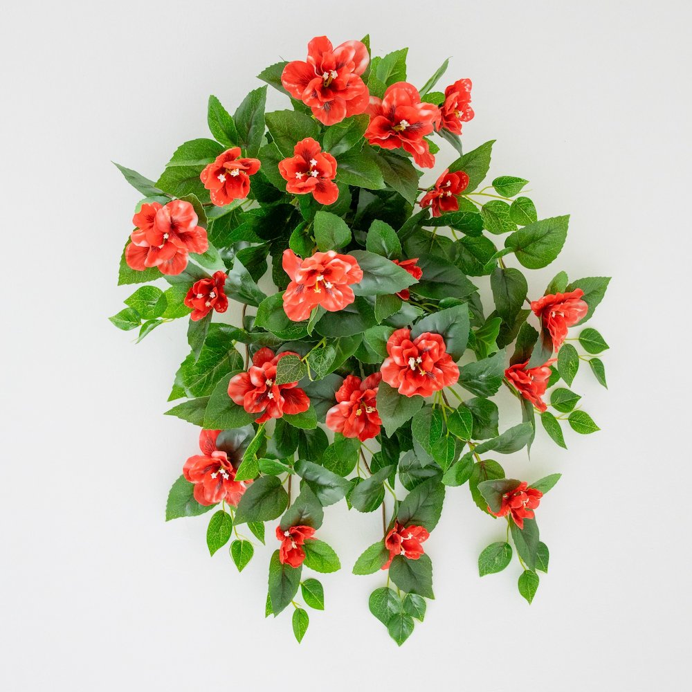 24in. UV Resistant Artificial Azalea Hanging Plant (Indoor/Outdoor) - Set of 3. Picture 3