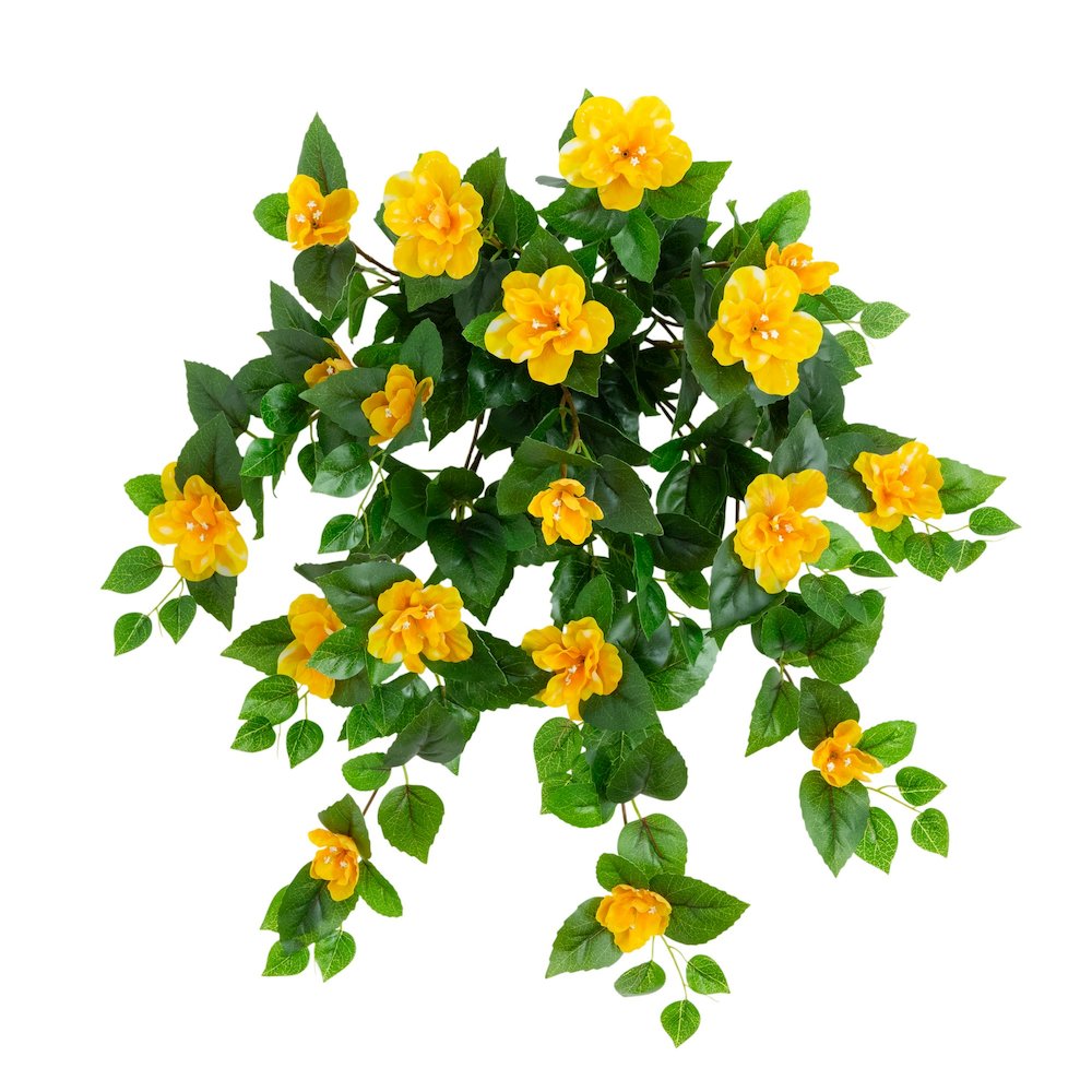 24in. UV Resistant Artificial Azalea Hanging Plant (Indoor/Outdoor) - Set of 3. Picture 6