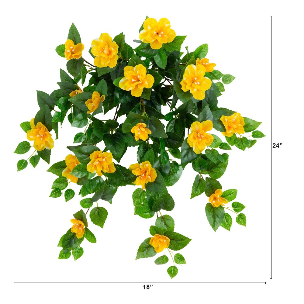 24in. UV Resistant Artificial Azalea Hanging Plant (Indoor/Outdoor) - Set of 3. Picture 2