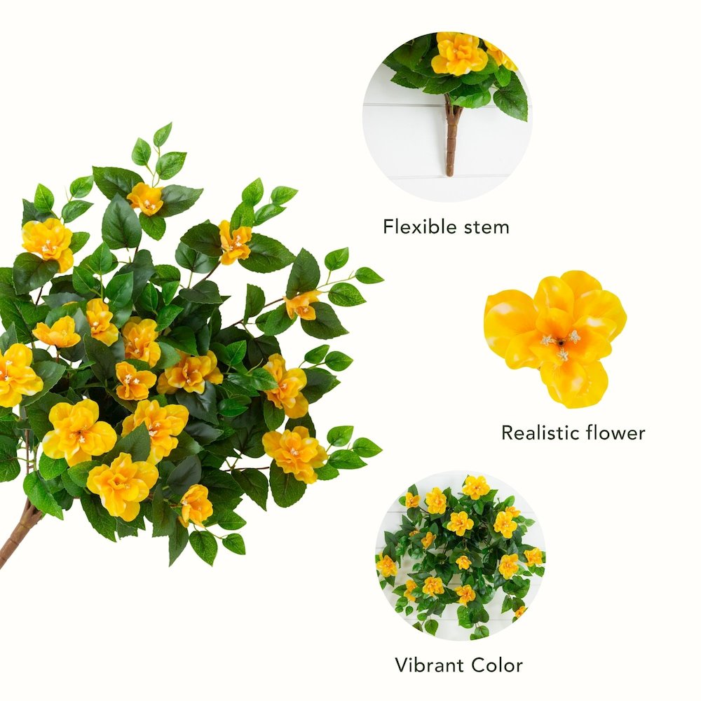 24in. UV Resistant Artificial Azalea Hanging Plant (Indoor/Outdoor) - Set of 3. Picture 9