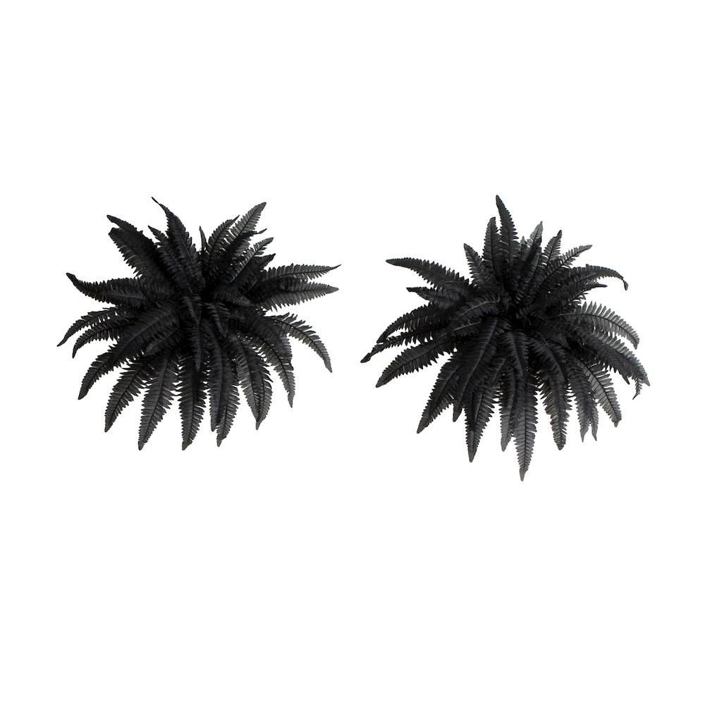40in. Artificial Halloween Black Boston Fern - Set of 2. Picture 2